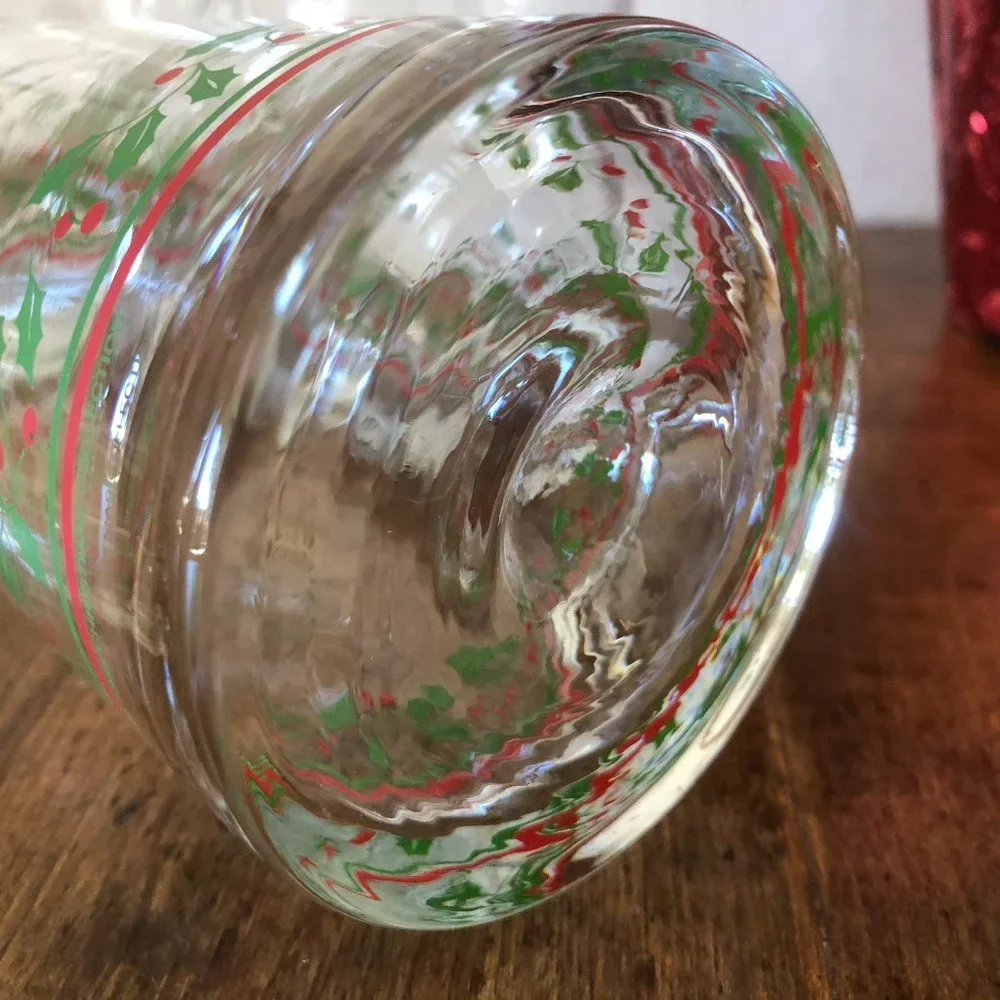 Vtg Set 4 ARBY Christmas Holiday Glass Holly Berry Drinking Glasses ARBY'S 1980s
